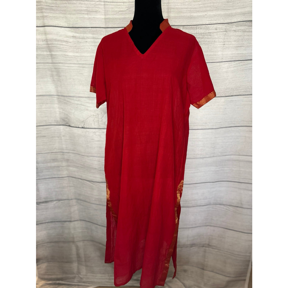 NWT FABINDIA Women’s Long Kurta Red A-Line XL